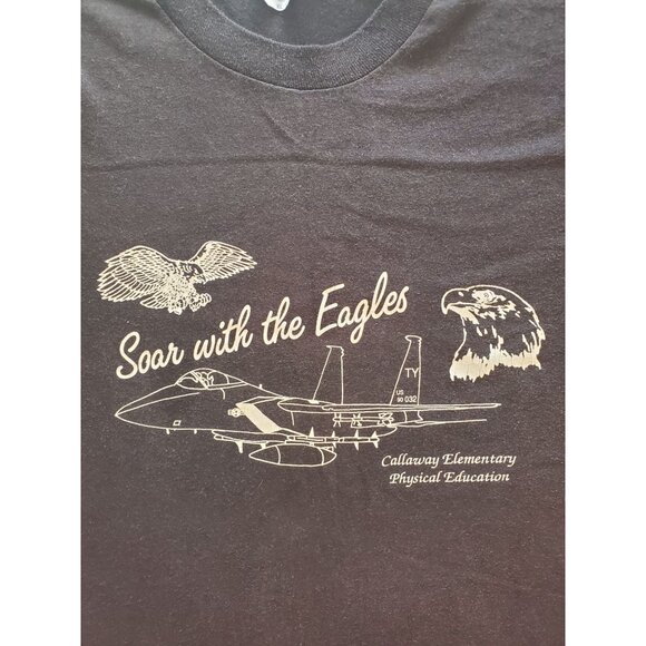 Hanes Fifty-Fifty Black T-Shirt XL Soar With The Eagles Callaway Elementary Phys - Picture 6 of 7